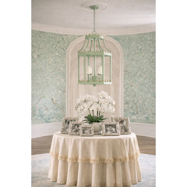 Chinoiserie Light Green Scalloped Lantern For Sale - Image 3 of 4
