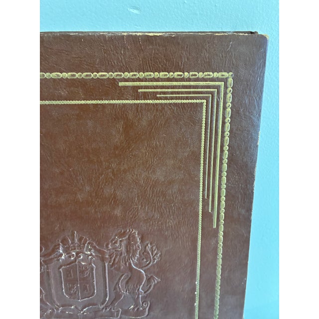 Early 20th Century Vintage Embossed Leather Scrapbook Album With Crest and Gold Detailing For Sale - Image 5 of 14