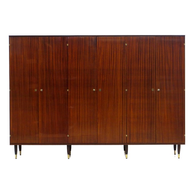 Large Mid-Century Modern Six-Door Wardrobe in Teak, 1960s For Sale