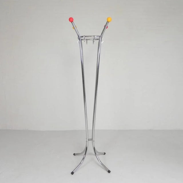 Red Vintage Chrome Coat Rack with Colored Balls, 1950s For Sale - Image 8 of 18
