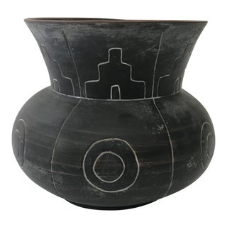 Vintage Pottery Mexican Folk Art Vessel For Sale