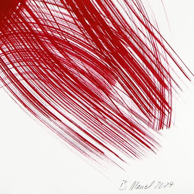 The Red Cloth 153 - Original Expressionist Ink Painting on French Linen Paper by Bettina Mauel For Sale In Los Angeles - Image 6 of 6