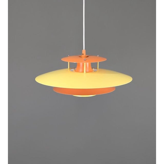 Mid-Century Modern Danish Pendant Lamp in Yellow & Orange Metal, 1970s For Sale - Image 4 of 10