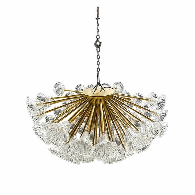 Vintage Glass and Gold-Plated Brass Ceiling Light, 1980s For Sale - Image 9 of 10