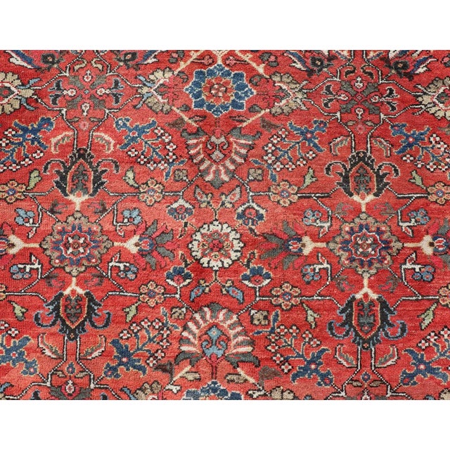 Antique Mahal Rug With All Over Design in Soft Red and Brown Border For Sale - Image 10 of 13