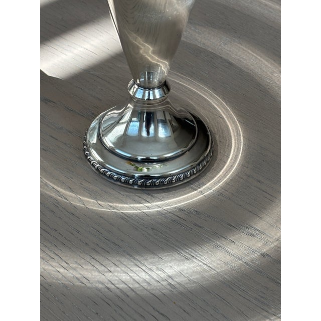 1950s Vintage Traditional Silver Plated Fluted Trumpet Vase For Sale - Image 5 of 8