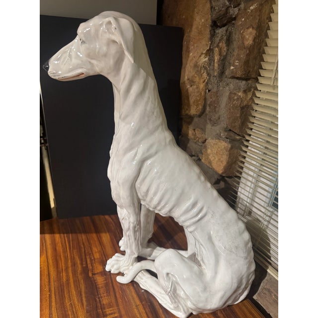 Italian Italian Life-Size, Ceramic Sculpture of Greyhound For Sale - Image 3 of 16