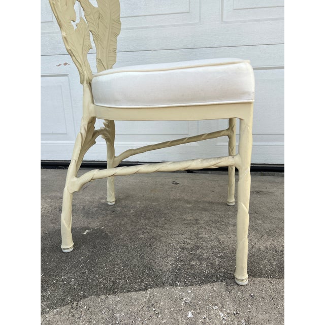 Vintage Hollywood Regency Cast Aluminum Dining Chair With Banana Leaf Motif For Sale - Image 4 of 12