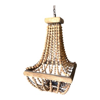 New Creative Co-Op Metal Chandelier With Wood Bead For Sale