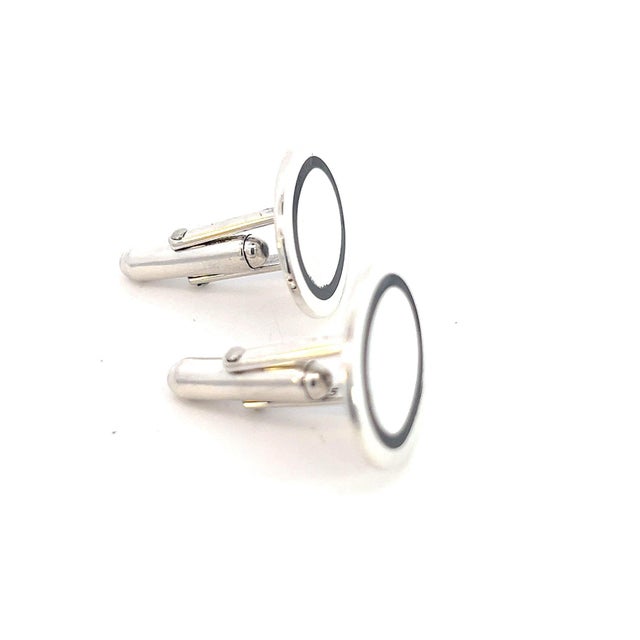 Metal Late 20th Century Tiffany & Co Estate Mens Silver & Blue Enamel Cufflinks Silver, A Pair For Sale - Image 7 of 11