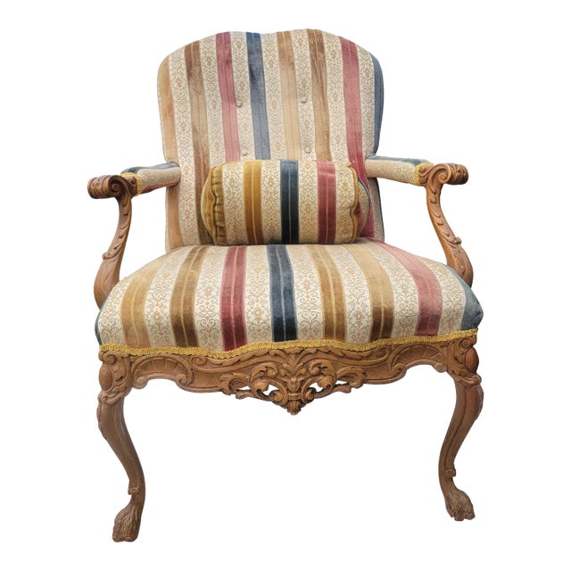 Late 20th Century Vintage Striped Accent Chair For Sale