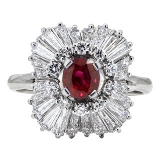 Late 20th Century Platinum Ruby Ring, Size 5 For Sale