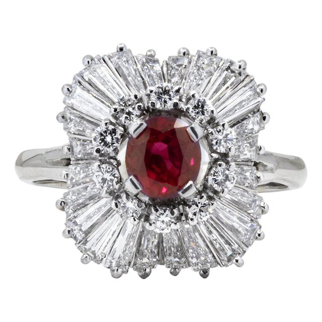 Late 20th Century Platinum Ruby Ring, Size 5 For Sale