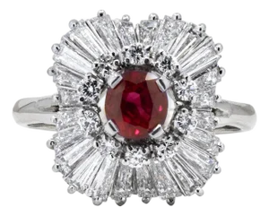 Late 20th Century Platinum Ruby Ring, Size 5