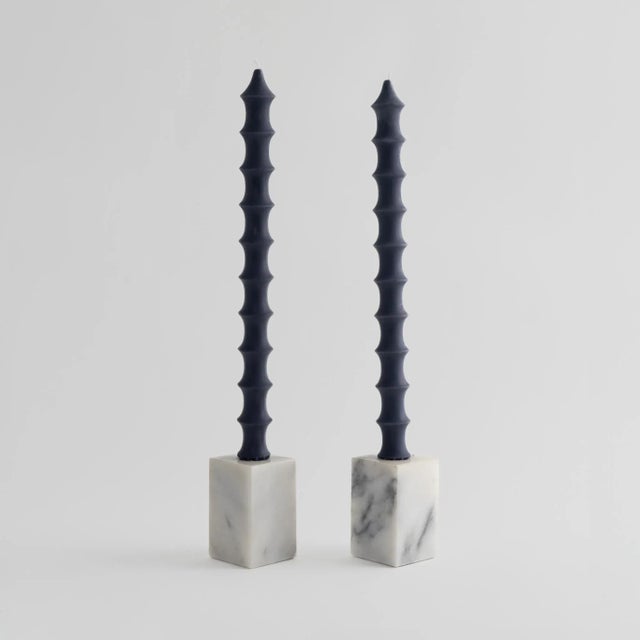 2020s Bamboo Taper Candles - in Midnight Black Set of 4 For Sale - Image 5 of 5