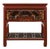 Chinese Red Lacquered Console Table with Hand Carved Drawers and Geometric Shelf For Sale