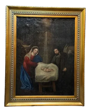 Spanish School Artist, Holy Family with the Child Jesus, 1700s-1800s, Oil Painting, Framed