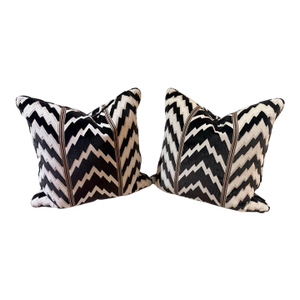 2 Pillow Pair Schumacher Florentine Velvet in Black 19"