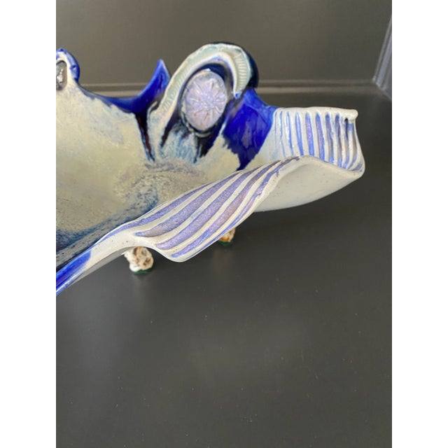 Ceramic Vintage 1990s PostModern Signed Studio Pottery Art Vessel on Legs For Sale - Image 7 of 12