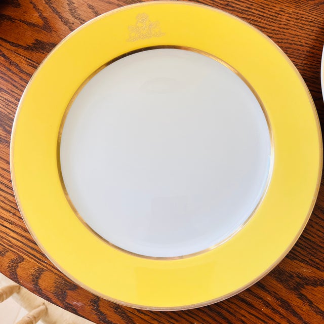 1990s Bernardaud Neoclassical Limoges "Sandy Lane" 12" Charger Plates French Luxury Porcelain With Gold Trim - a Pair For Sale In New York - Image 6 of 7