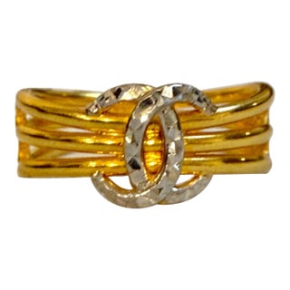 Three Band Two Tone 22 Karat Yellow Gold , 4.5 Gm , CC Ring Size 8.5 For Sale