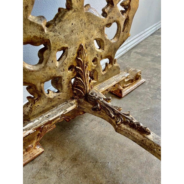 Italian Carved Giltwood Bench W/ Embossed Leather For Sale - Image 13 of 17