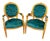 1960s Rococo Emerald Green Tufted Velvet Fauteuils Armchairs For Sale