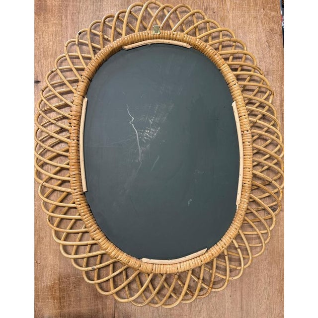Vintage Italian Rattan Wall Mirror, 1960s For Sale - Image 11 of 12