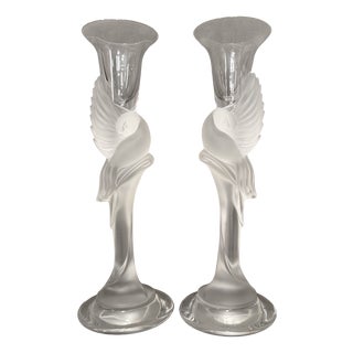 French Crystal Candleholders, 1987, Set of 2 For Sale
