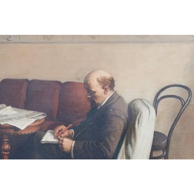 Realism 1970s Vladimir Lenin Portrait, Oil Painting, Soviet Socialist Realism 90-140 For Sale - Image 3 of 6