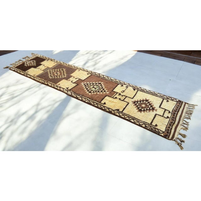 Tribal Hand-Knotted Kurdish Runner Rug . Tribal Herki Long Runner Rug - No Dyes - 3′1″ × 13′7″ For Sale - Image 3 of 12