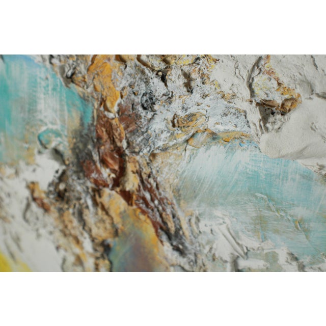 Vintage Lee Reynolds Textured Impasto Abstract Oil Painting, Blues & Earth Tones 1960's For Sale - Image 6 of 18
