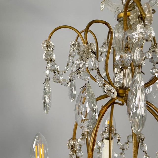 Early 20th Century Italian Glass Drop Chandelier with Brass Structure, 1900s For Sale - Image 13 of 18