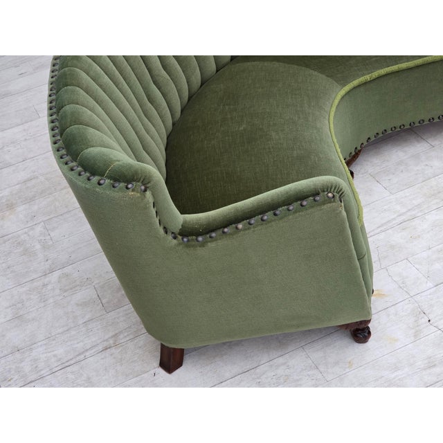 Danish Banan Three-Seater Corner Sofa with Velour Upholstery, 1950s For Sale - Image 16 of 18