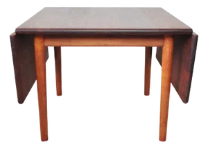Drop Leaf Side Table in Solid Teak and Oak by Hans J. Wegner for Getama