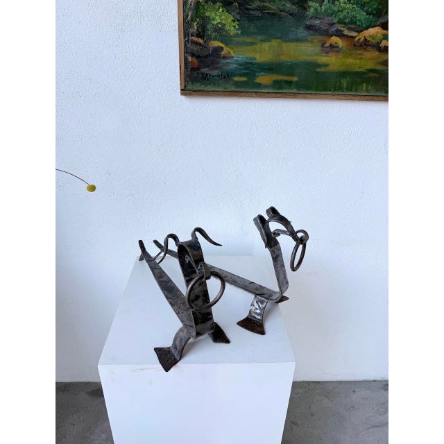 1950s Zoomorphic Metal Dog Andirons, 1950s, Set of 2 For Sale - Image 5 of 18