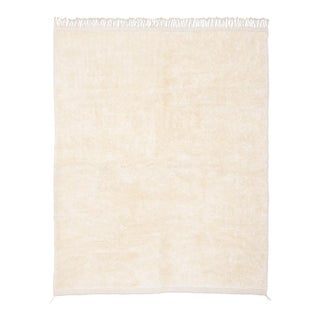 Cloud-Soft Solid Ivory Hand-Knotted Wool Rug | 10'6" X 8'4" | One of a Kind For Sale