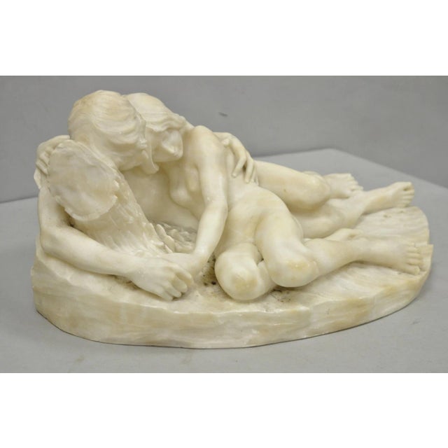 Stone Stephan Abel Sinding (1846-1922) "Lovers Couple" Alabaster Marble Sculpture For Sale - Image 7 of 18