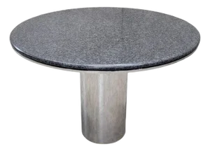 Mid Century Modern Anello Stainless Steel Pedestal and Granite Table by Brueton