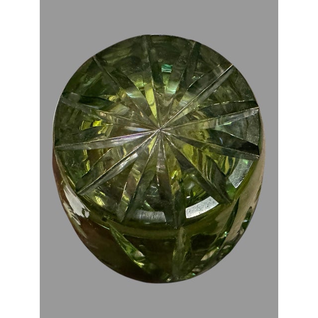 Art Deco Vintage Nachtmann Green Cut to Clear 10.5" Art Glass Vase For Sale - Image 3 of 12