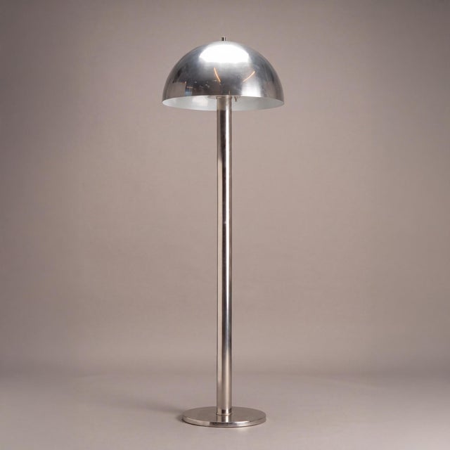 1970s Modernist Mushroom Floor Lamp in Polished Aluminum For Sale - Image 5 of 6