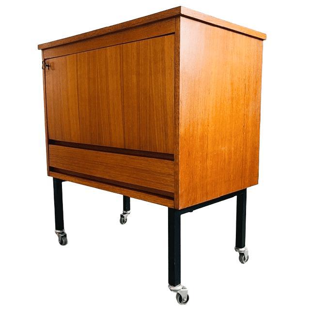 Vintage Danish Mobile Bar Cabinet in Teak, 1960s For Sale - Image 9 of 12