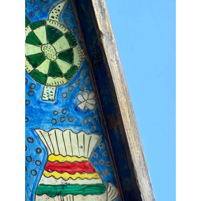 Traditional Colorful Handpainted Square Tray With Sea Creatures For Sale - Image 3 of 9