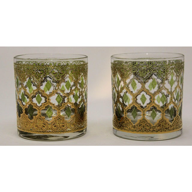 Vintage Set of Old Fashioned Valencia by CULVER with 22-Karat Gold. Elegant vintage midcentury Culver barware double old...