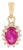 Peitite Certified Natural Ruby & Diamond Halo Cluster Pendant in 14k Yellow Gold For Sale