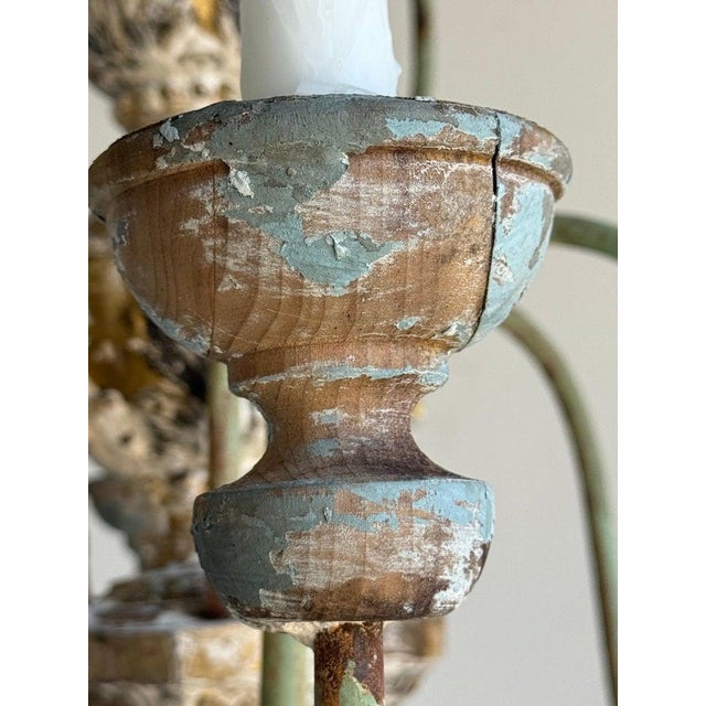 Late 19th Century Grand Italian Painted and Giltwood Twelve-Light Chandelier For Sale - Image 10 of 16