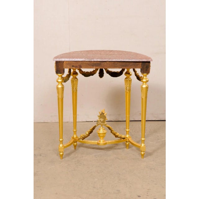 19th Century Neoclassical Petite Marble top Gilt Console For Sale In Atlanta - Image 6 of 12
