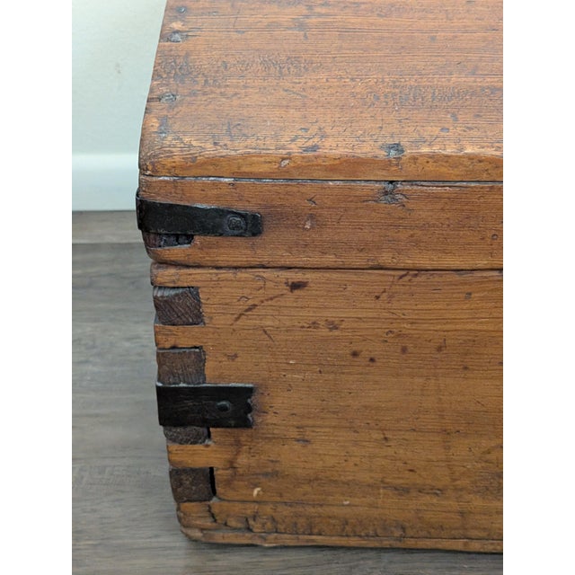 Late 19th Century Antique 19th Century Handcrafted Wood and Iron Chest Trunk For Sale - Image 5 of 12
