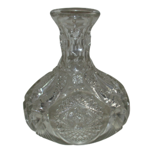 Antique Hand Blown Early American Press Glass Ships Water Carafe / Decanter