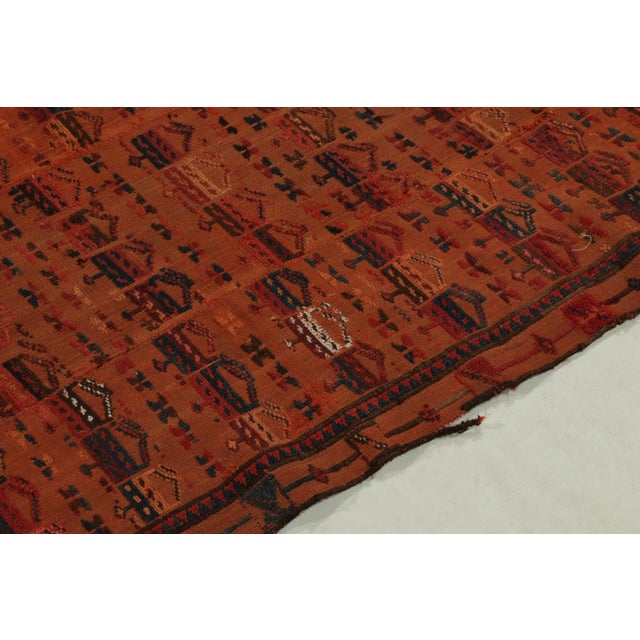 1920s Antique Verneh Kilim in Orange, Blue and Red Geometric Patterns For Sale - Image 5 of 7